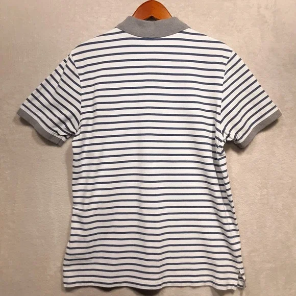 Brooks Brothers Mens Pique Striped Polo Sz.M/Original Fit/White-Blue/Stretch - Picture 3 of 10